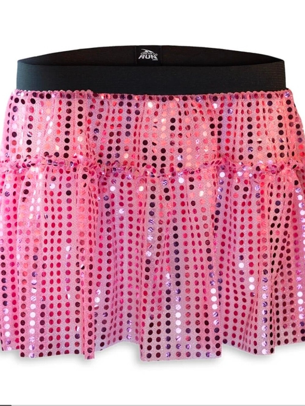 "Gone For A Run" Pink Sequin Tiered Mini Running Skirt, One Size Fits Most